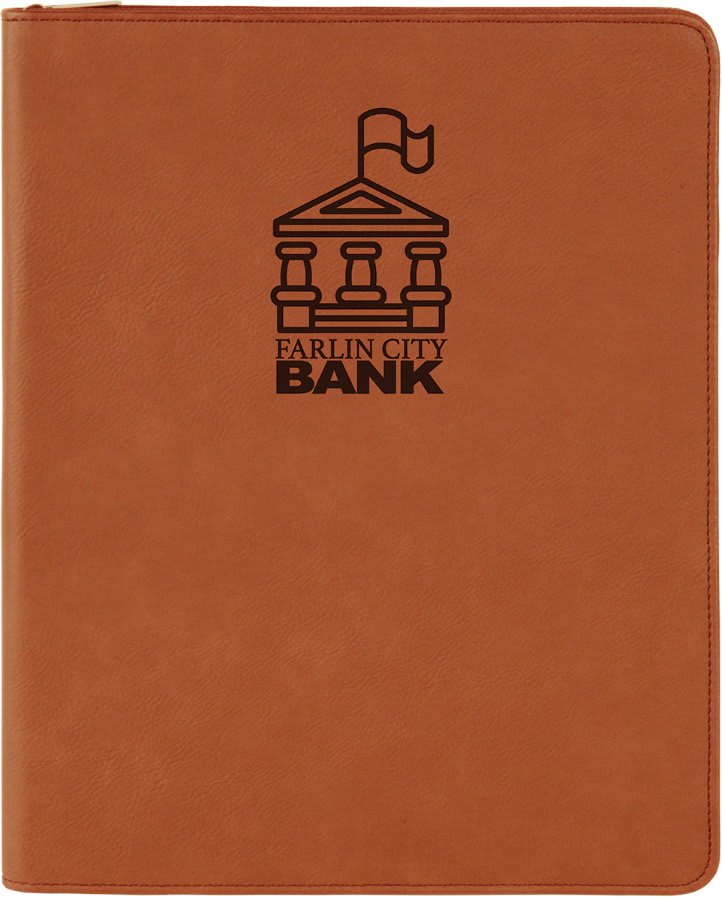 Rawhide 9 1/2" x 12" with Zipper Laserable Leatherette Portfolio with Notepad