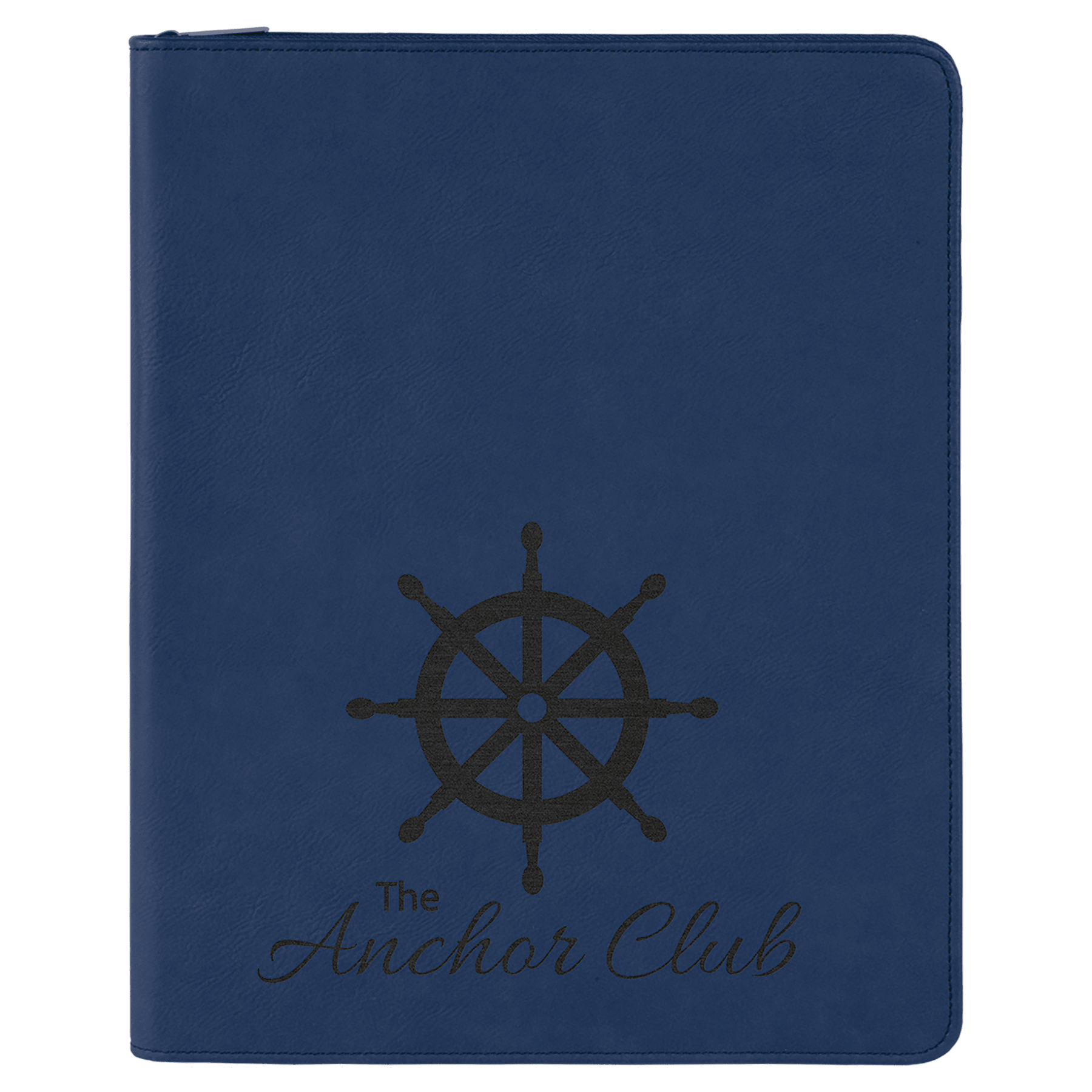 Blue/Black 9 1/2" x 12" with Zipper Laserable Leatherette Portfolio with Notepad