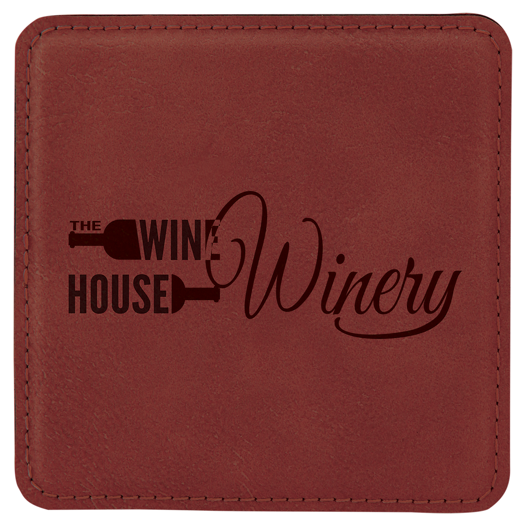 Rose 4" x 4" Square Laserable Leatherette Coaster