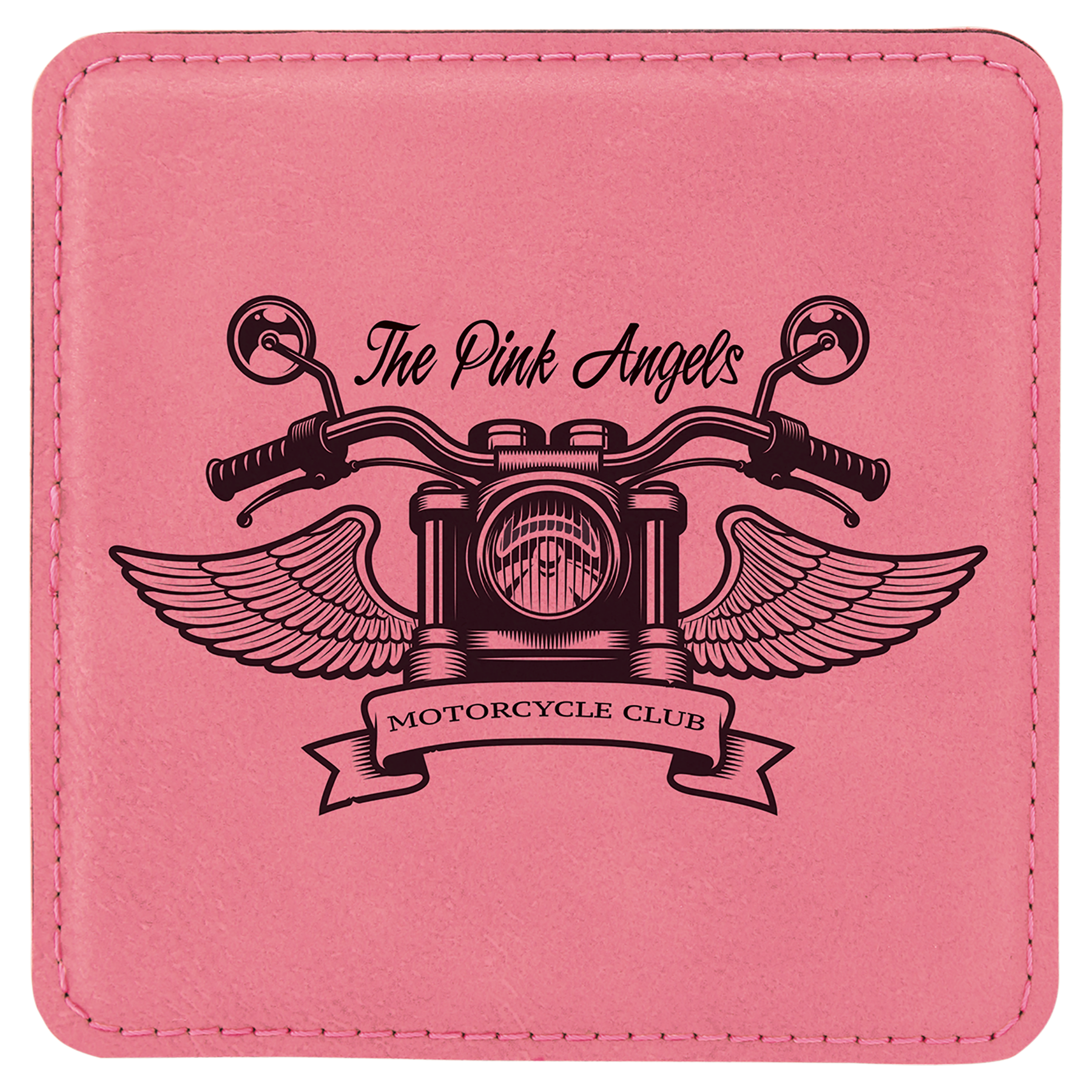 Pink 4" x 4" Square Laserable Leatherette Coaster