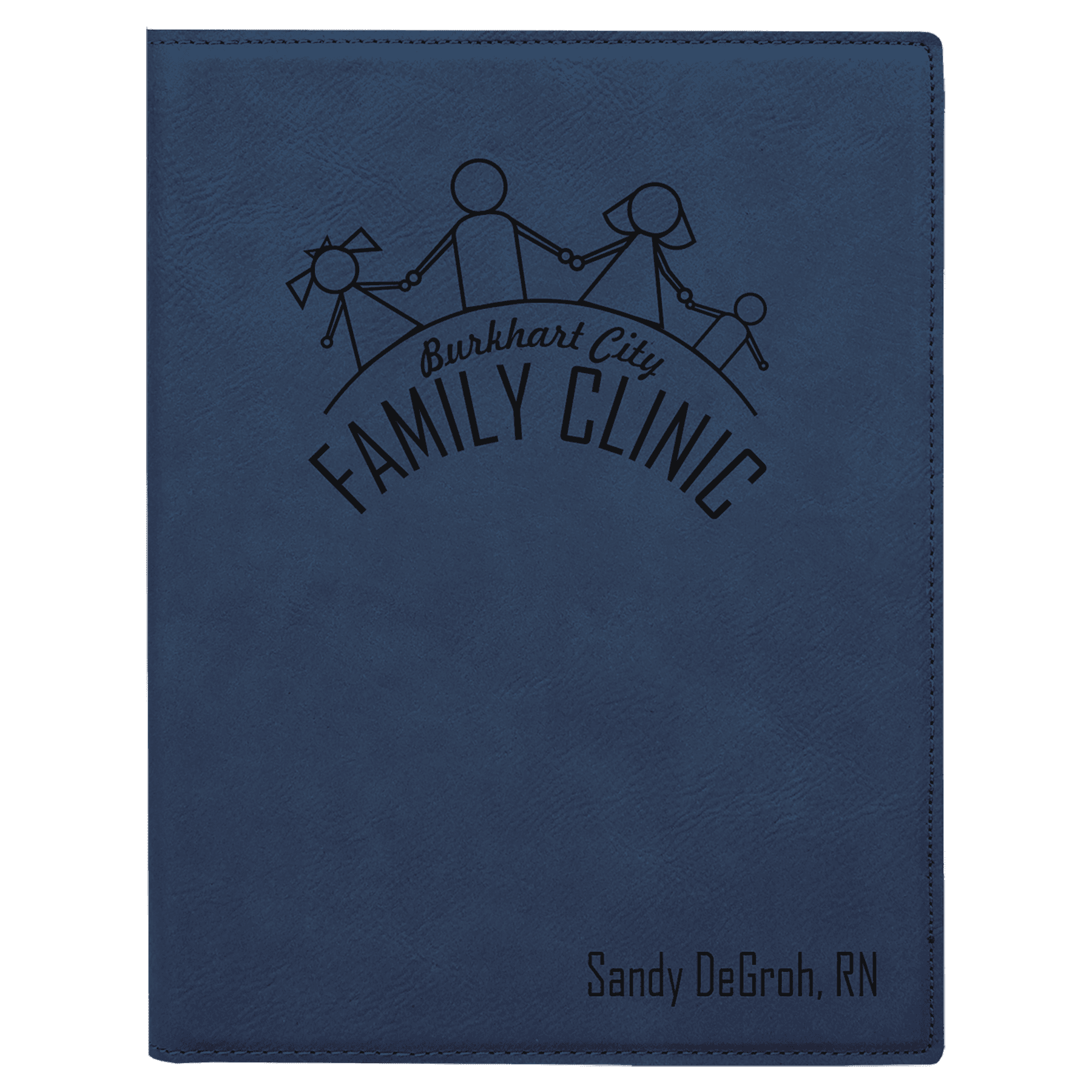 Blue/Black 7" x 9" Laserable Leatherette Small Portfolio with Notepad