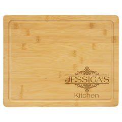 13 3/4" x 11" Bamboo Cutting Board with Drip Ring