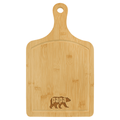15 1/2" x 9" Bamboo Cutting Board Paddle Shape with Drip Ring