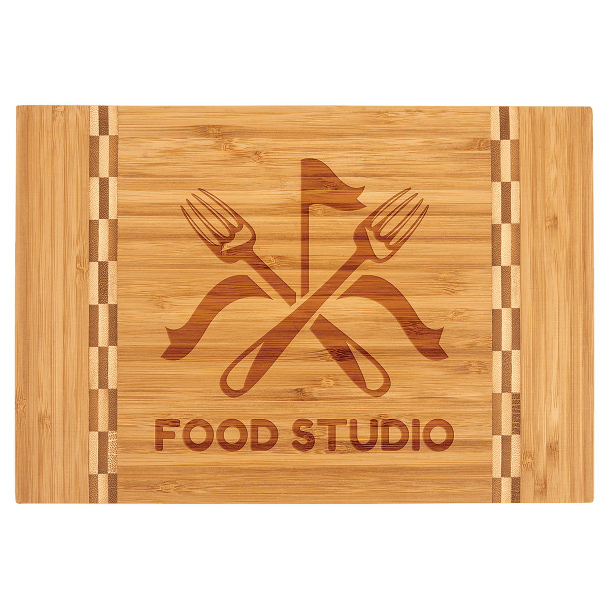 12" x 8 1/4" Bamboo Cutting Board with Butcher Block Inlay