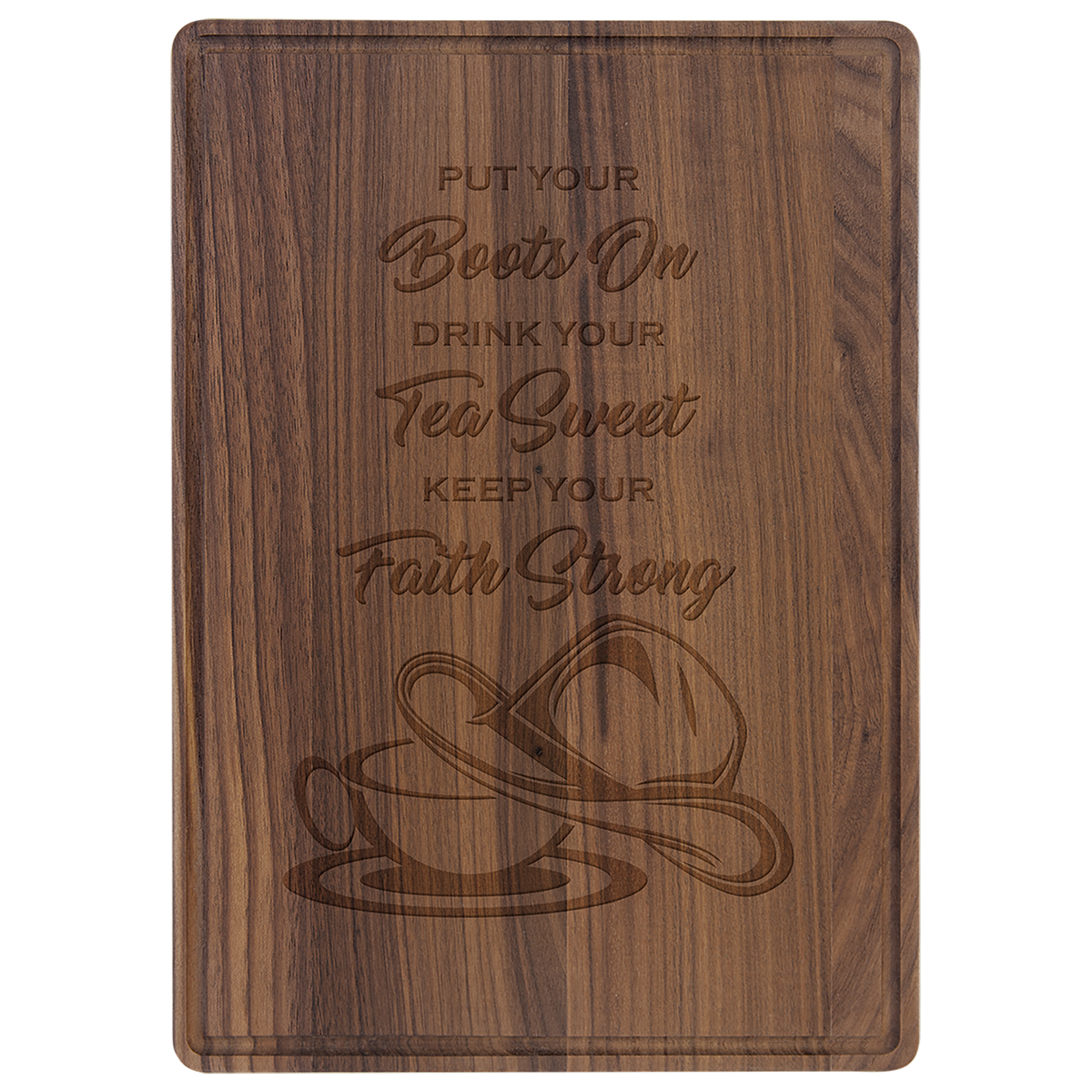 13 3/4" x 9 3/4" Walnut Cutting Board with Drip Ring