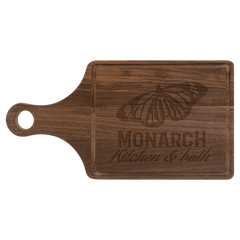 13 1/2" x 7" Walnut Cutting Board Paddle Shape with Drip Ring