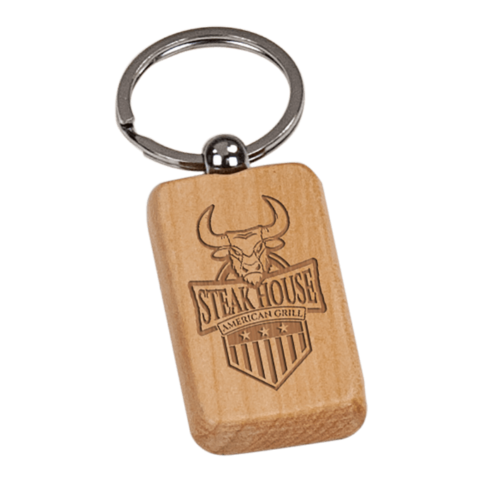 1" x 2" Maple Rectangle Keychain