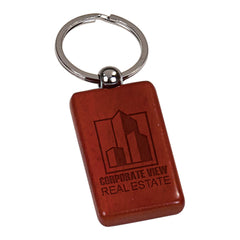 1" x 2" Rosewood Finish Rectangle Keychain