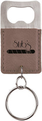 Gray Rectangle Laserable Leatherette Bottle Opener Keychain