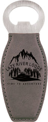Gray Laserable Leatherette Bottle Opener with Magnet