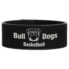 Black/Silver 9 1/2" x 1" Laserable Leatherette Cuff Bracelet