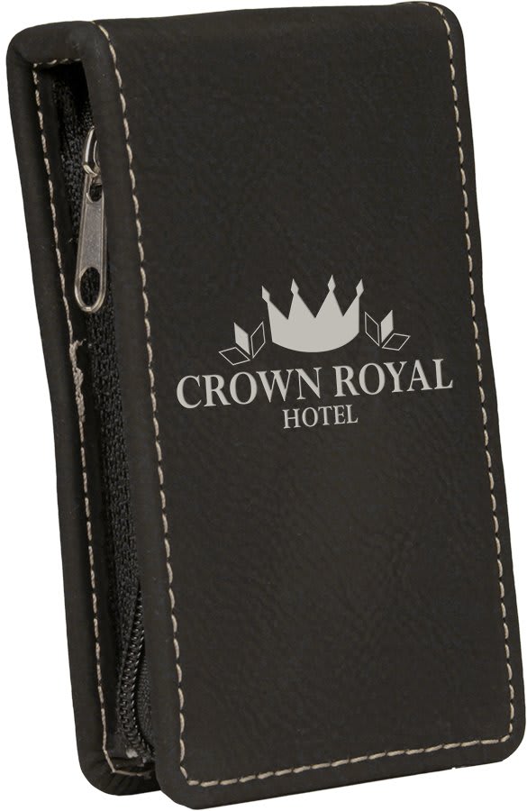 Black/Silver 7-Piece Laserable Leatherette Manicure Gift Set