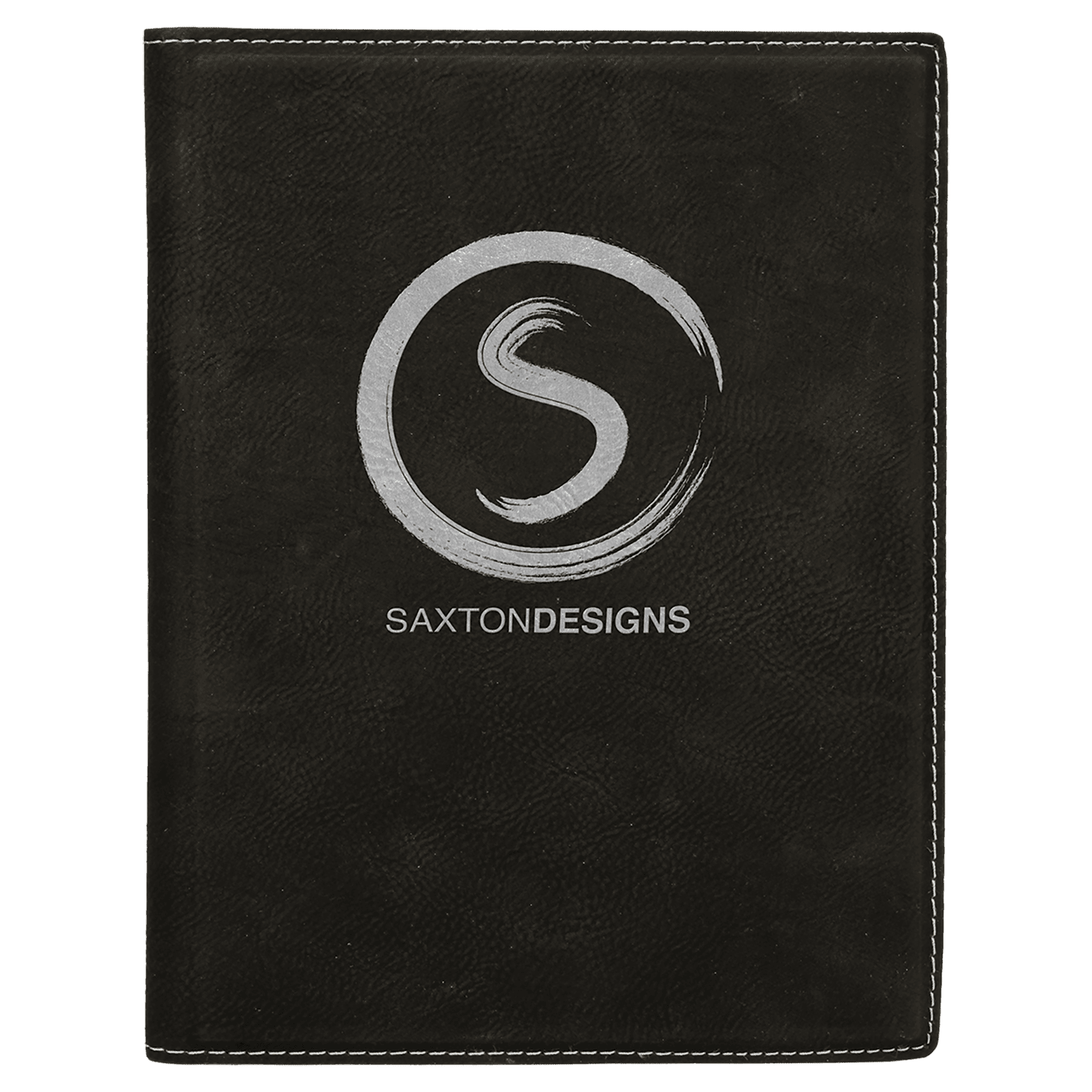 Black/Silver 7" x 9" Laserable Leatherette Small Portfolio with Notepad