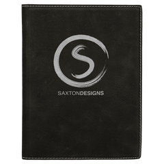 Black/Silver 7" x 9" Laserable Leatherette Small Portfolio with Notepad