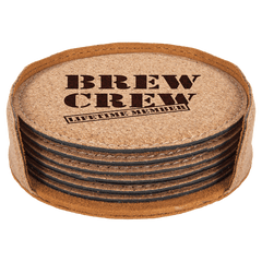 4" Round Cork 6-Coaster Set
