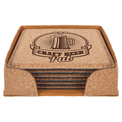 4" x 4" Square Cork 6-Coaster Set