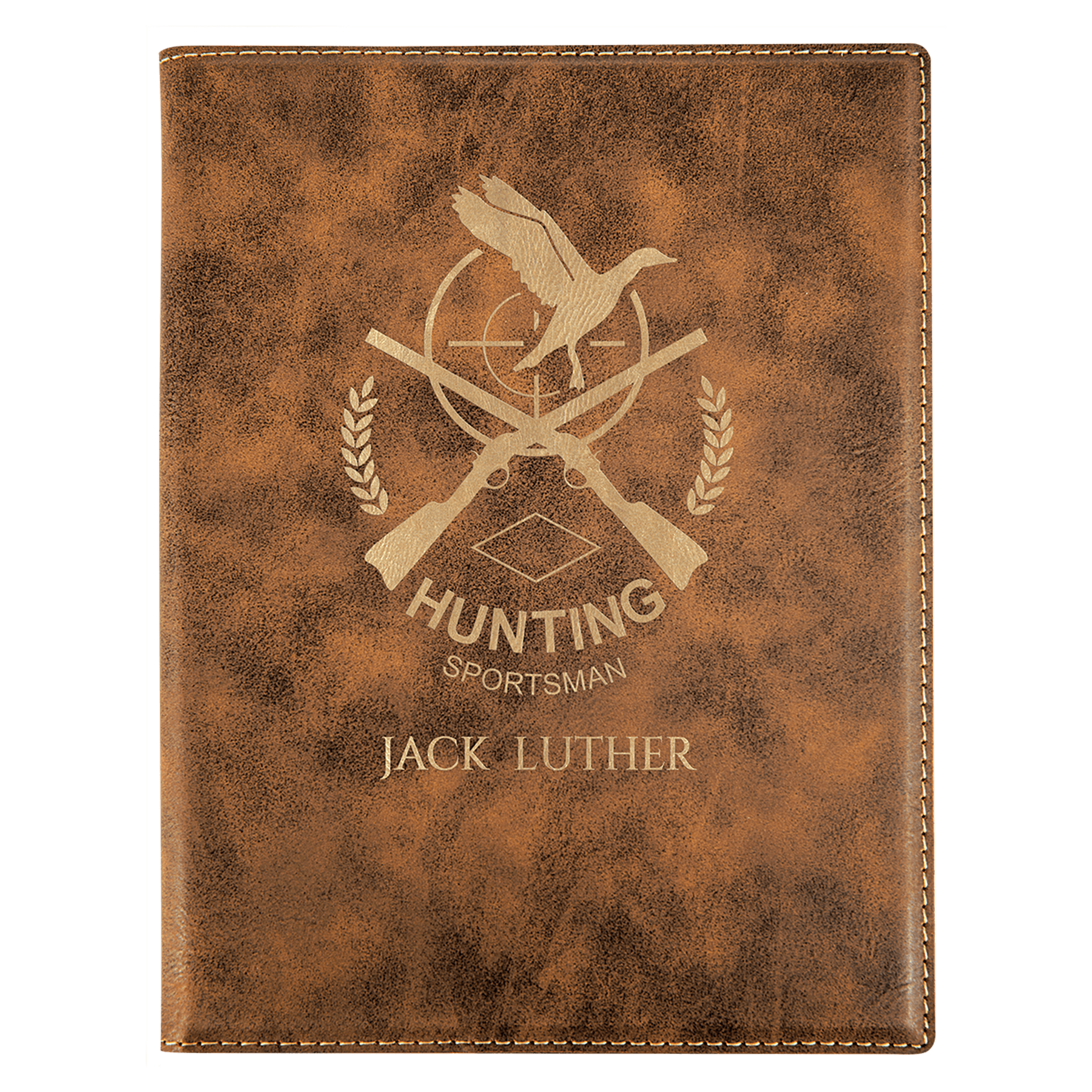 Rustic/Gold 7" x 9" Laserable Leatherette Small Portfolio with Notepad