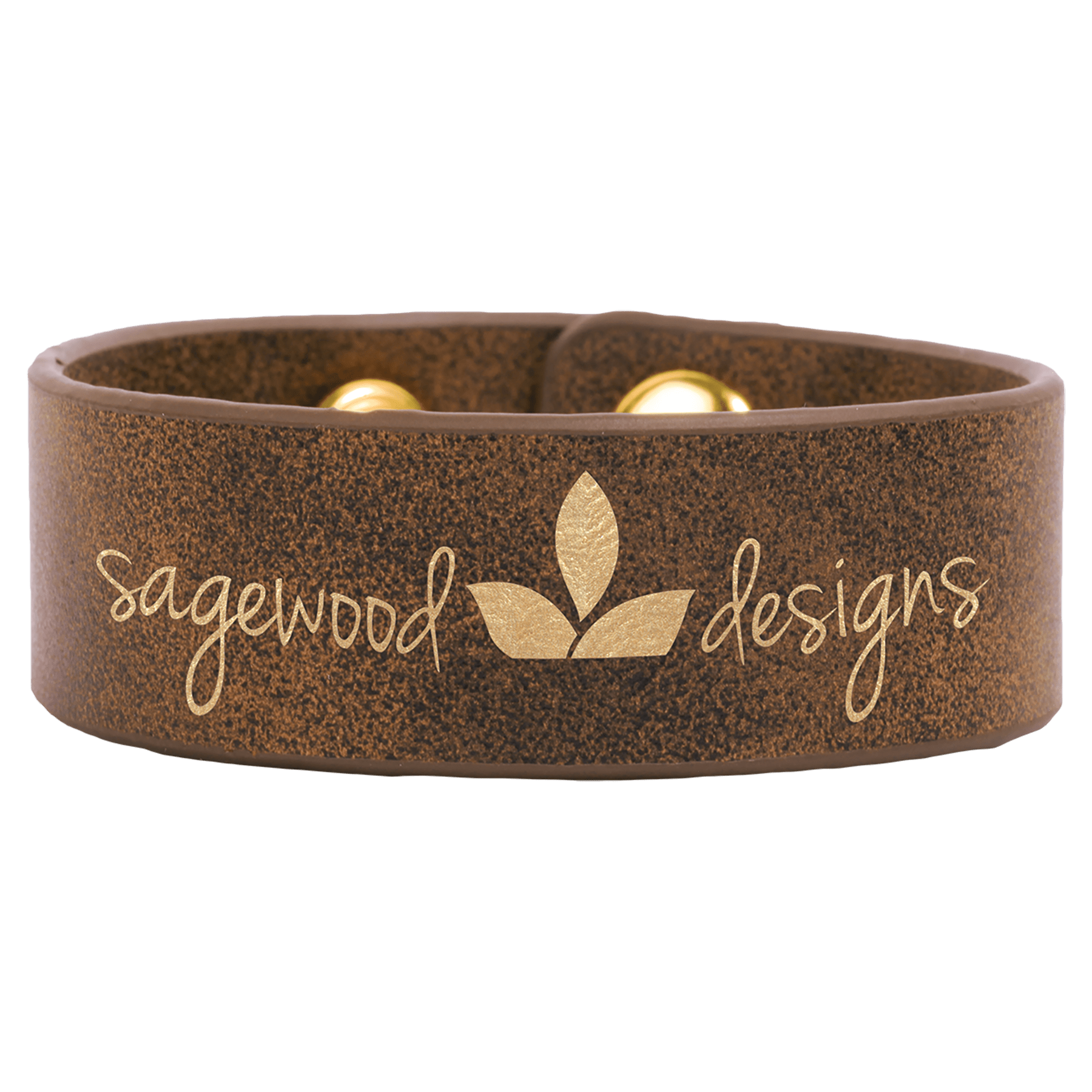 Rustic/Gold 9 1/2" x 1" Laserable Leatherette Cuff Bracelet