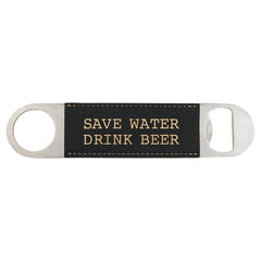 Black/Gold 1 1/2" x 7" Laserable Leatherette Bottle Opener