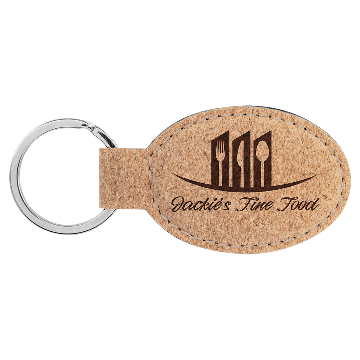 3" x 1 3/4" Cork Oval Keychain