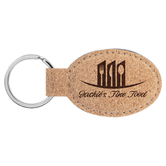 3" x 1 3/4" Cork Oval Keychain