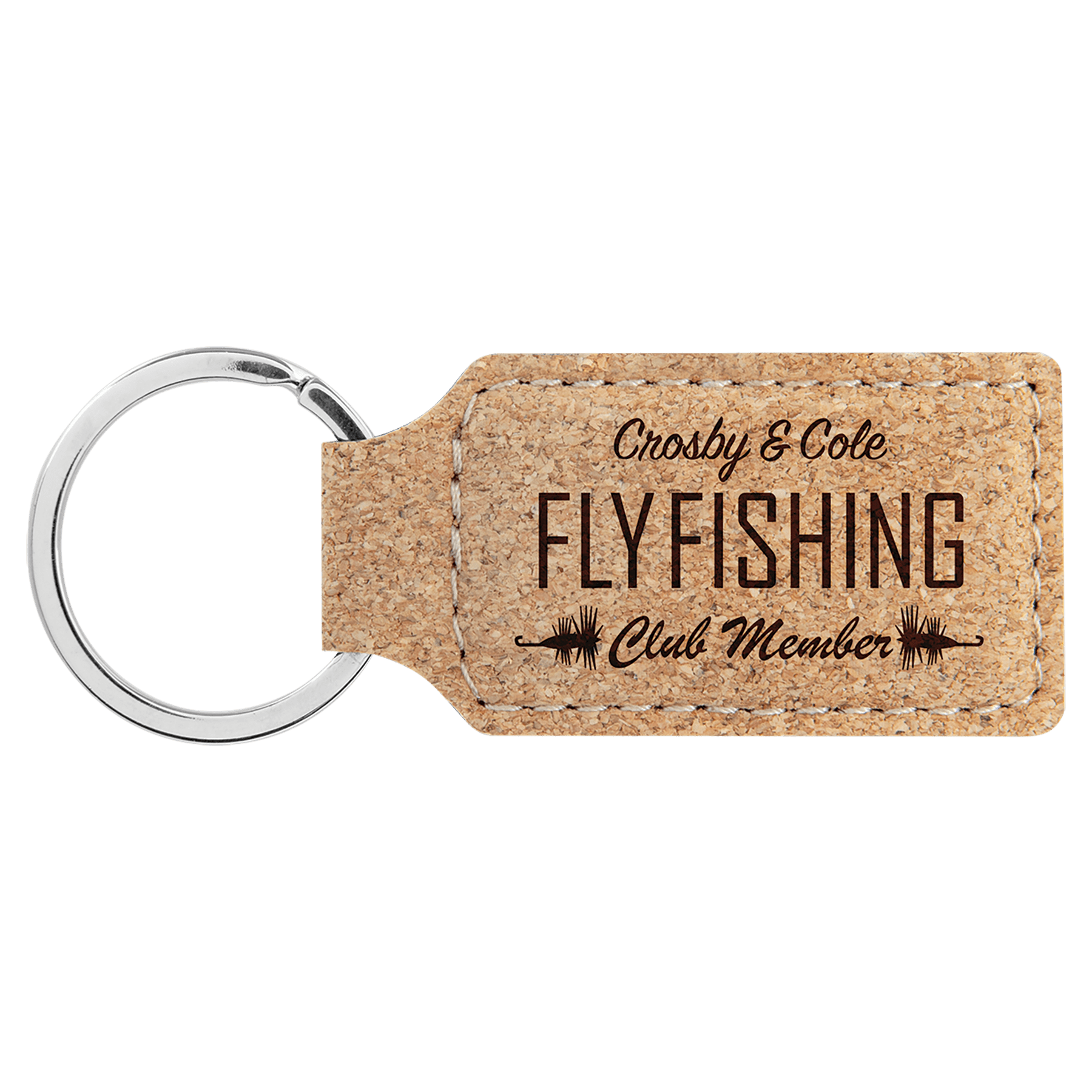 2 3/4" x 1 1/4" Cork Rectangle Keychain