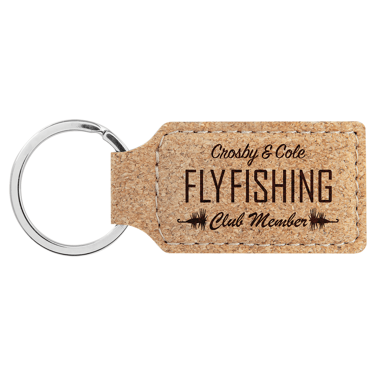 2 3/4" x 1 1/4" Cork Rectangle Keychain