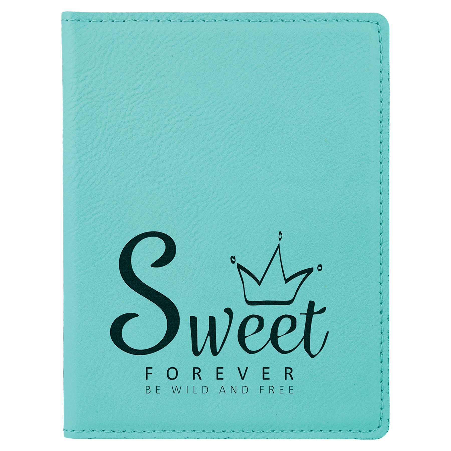 Teal 4 1/4" x 5 1/2" Laserable Leatherette Passport Holder