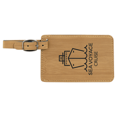 Bamboo 4 1/4" x 2 3/4" Laserable Leatherette Luggage Tag