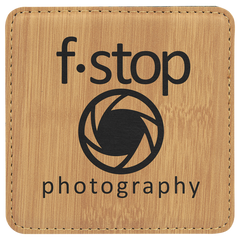 Bamboo 4" x 4" Square Laserable Leatherette Coaster