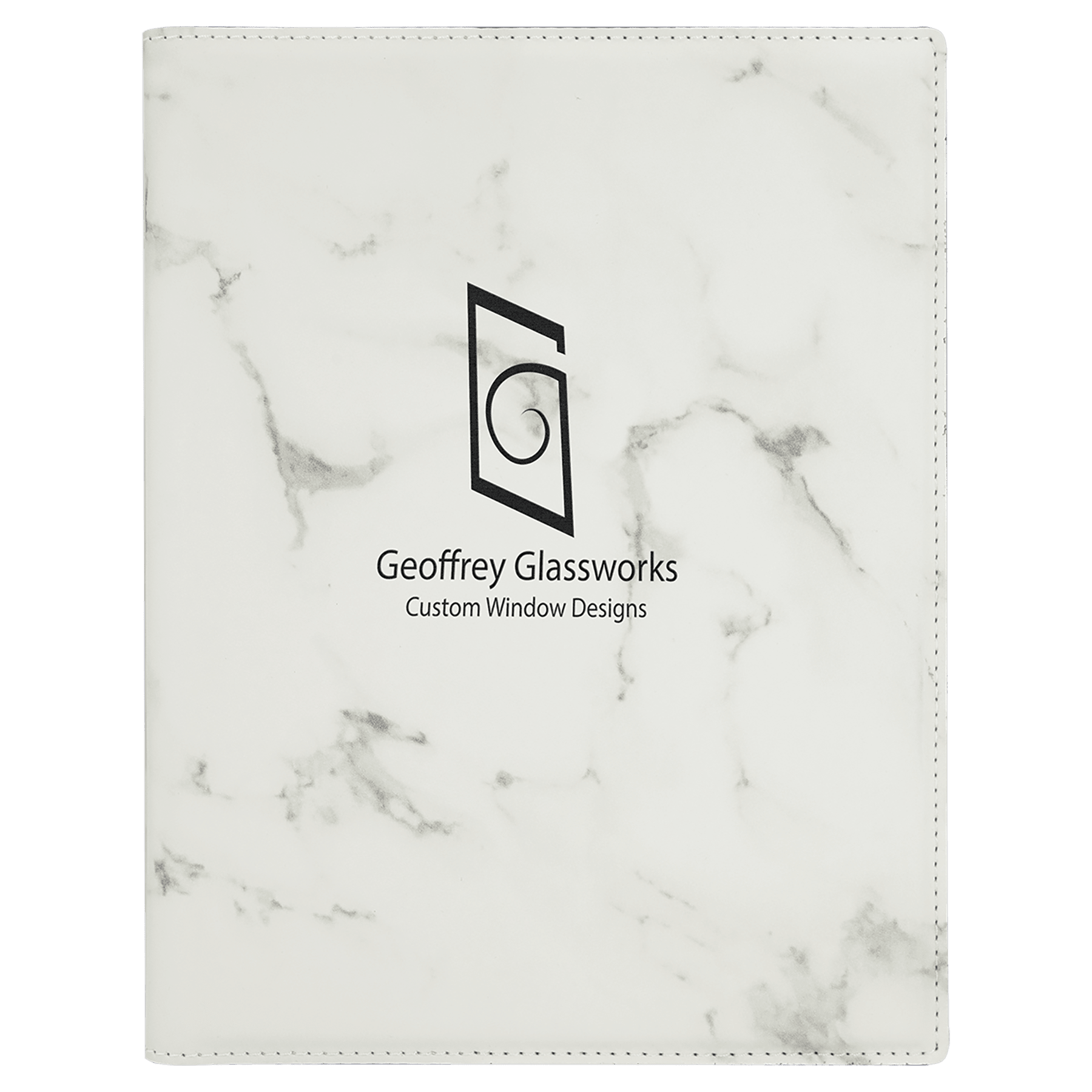 White Marble 7" x 9" Laserable Leatherette Small Portfolio with Notepad