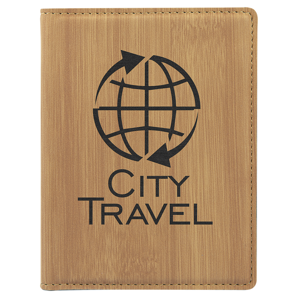 4 1/4" x 5 1/2" Bamboo Laserable Leatherette Passport Holder