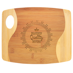 11" x 9" x 5/16" Bamboo Two Tone Cutting Board with Handle