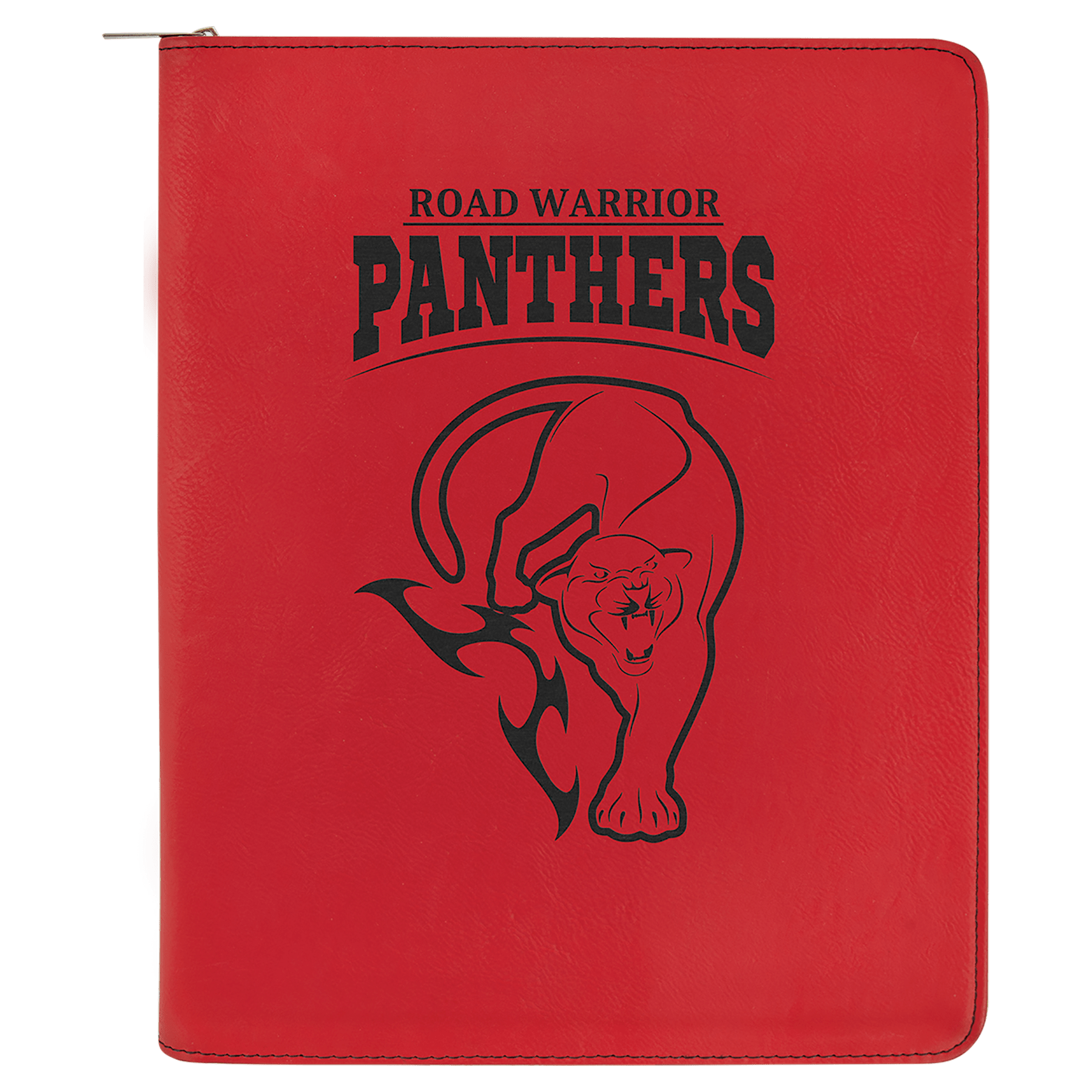 9 1/2" x 12" Red Laserable Leatherette Portfolio with Zipper and Notepad