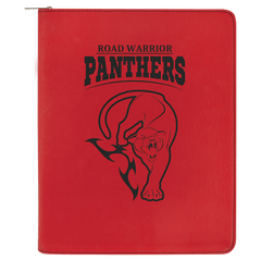 9 1/2" x 12" Red Laserable Leatherette Portfolio with Zipper and Notepad