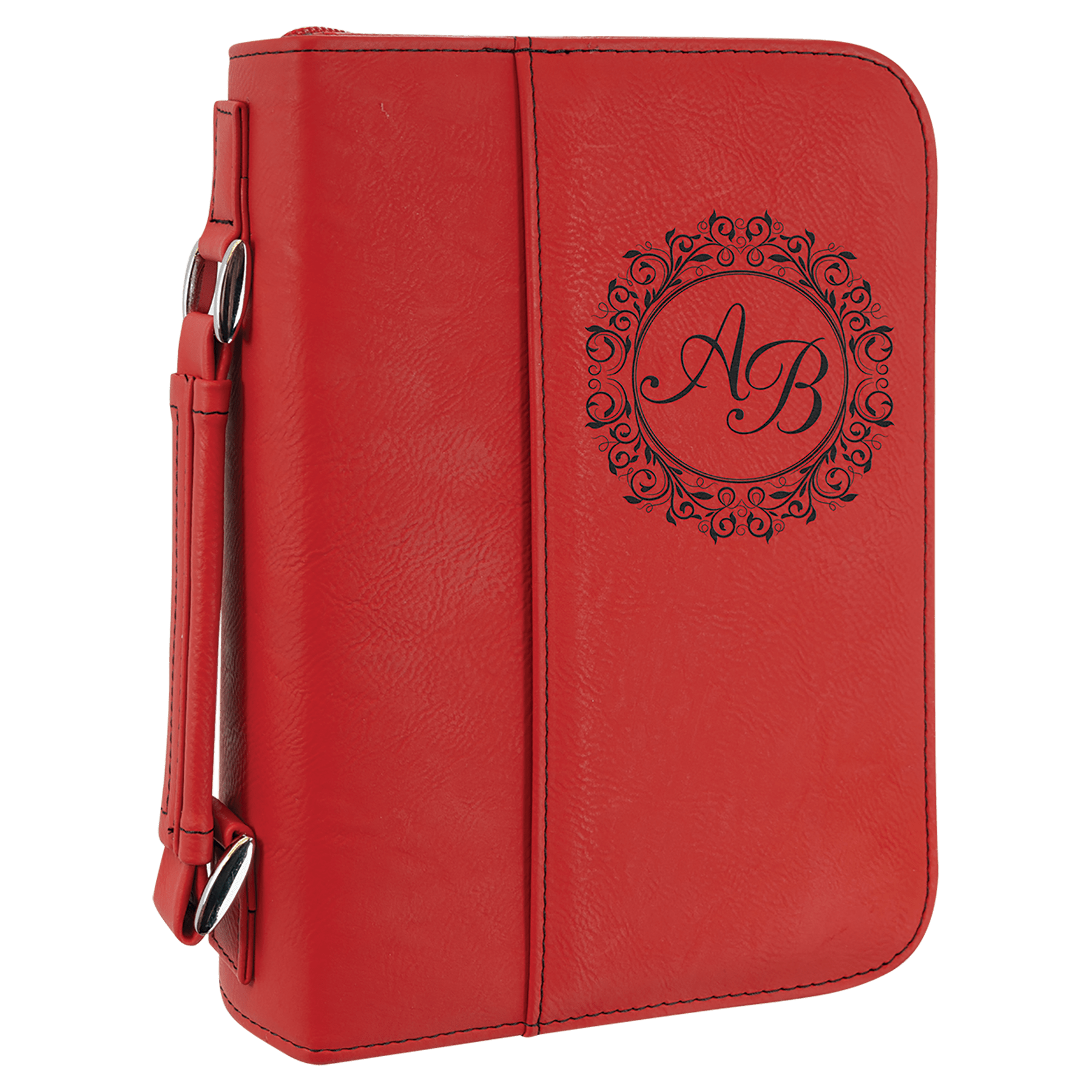 Red 6 3/4" x 9 1/4" Leatherette Book/Bible Cover with Handle & Zipper