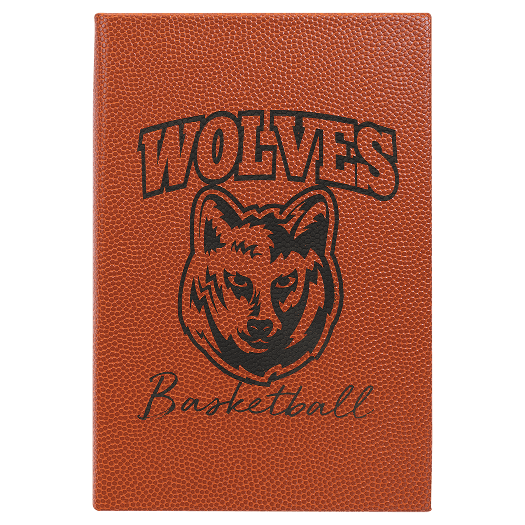 Basketball 5 1/4" x 8 1/4" Laserable Leatherette Journal with Lined Notepad