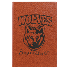 Basketball 5 1/4" x 8 1/4" Laserable Leatherette Journal with Lined Notepad