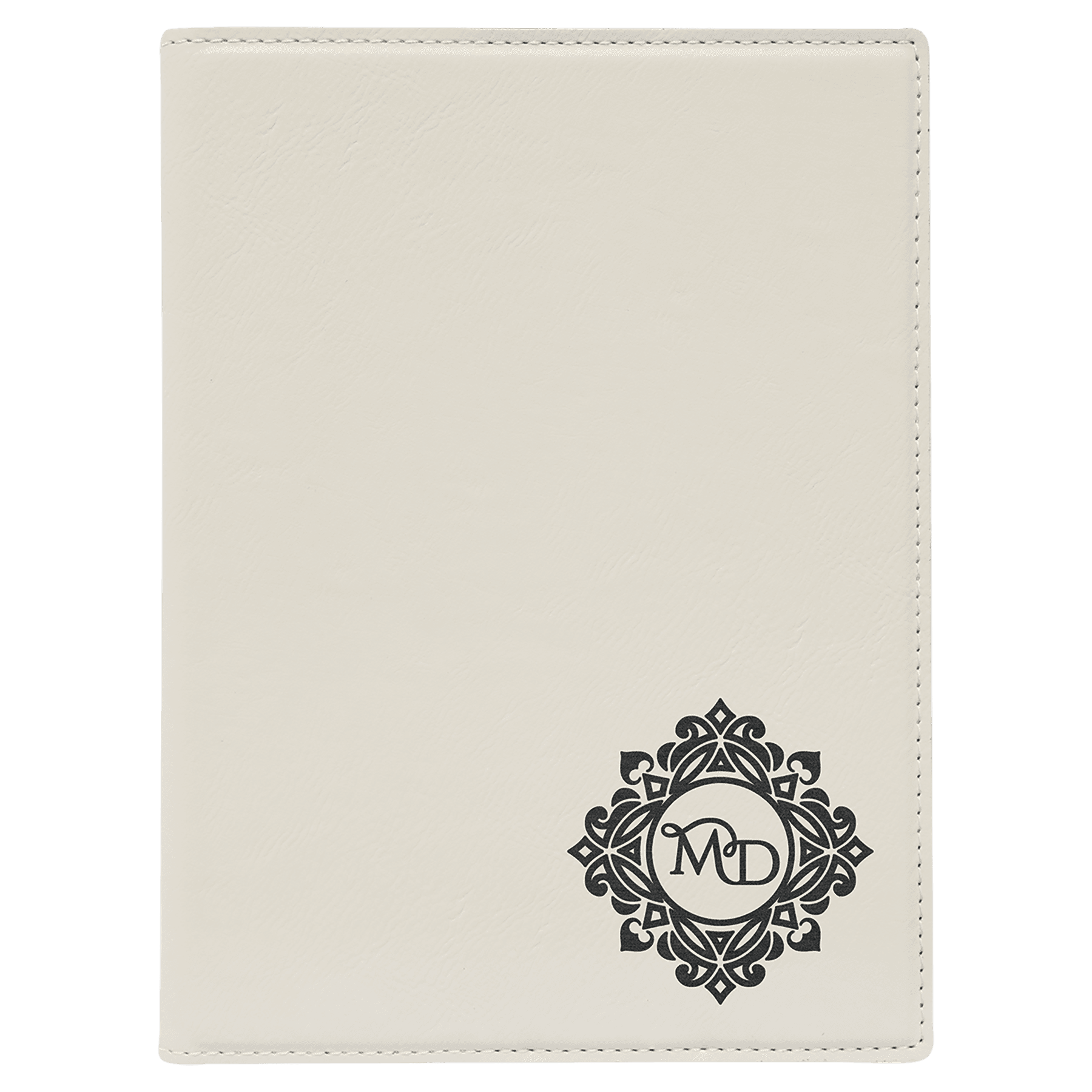 White 7" x 9" Laserable Leatherette Small Portfolio with Notepad
