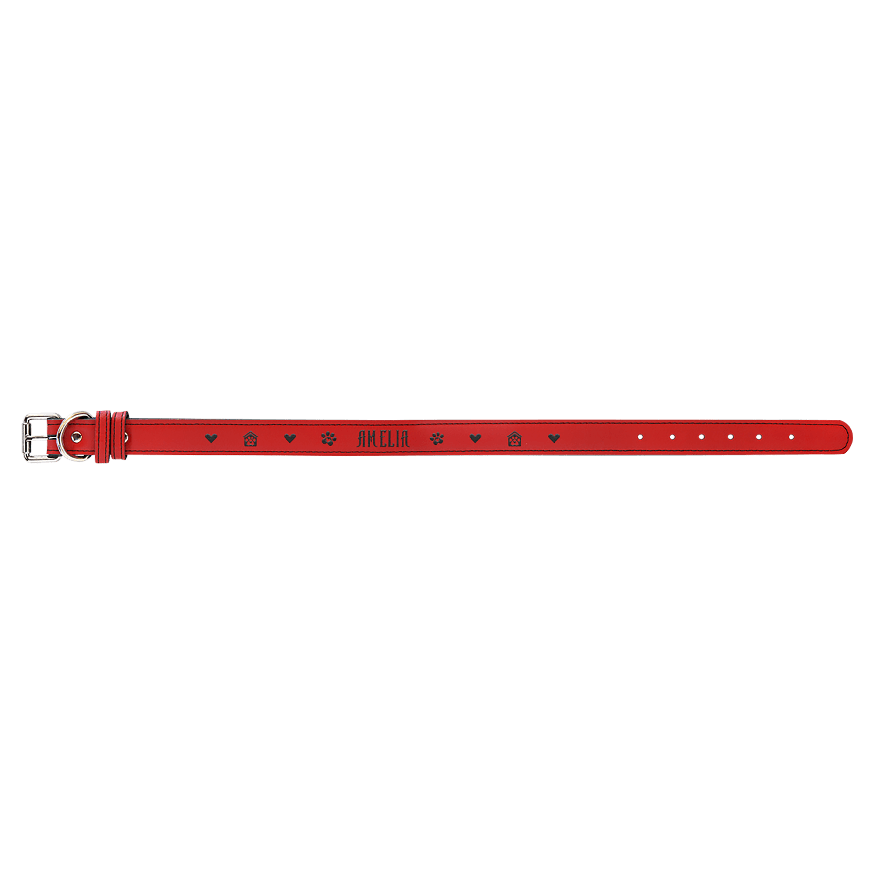 Red Extra Large 27" x 1 1/4" Laserable Leatherette Dog Collar