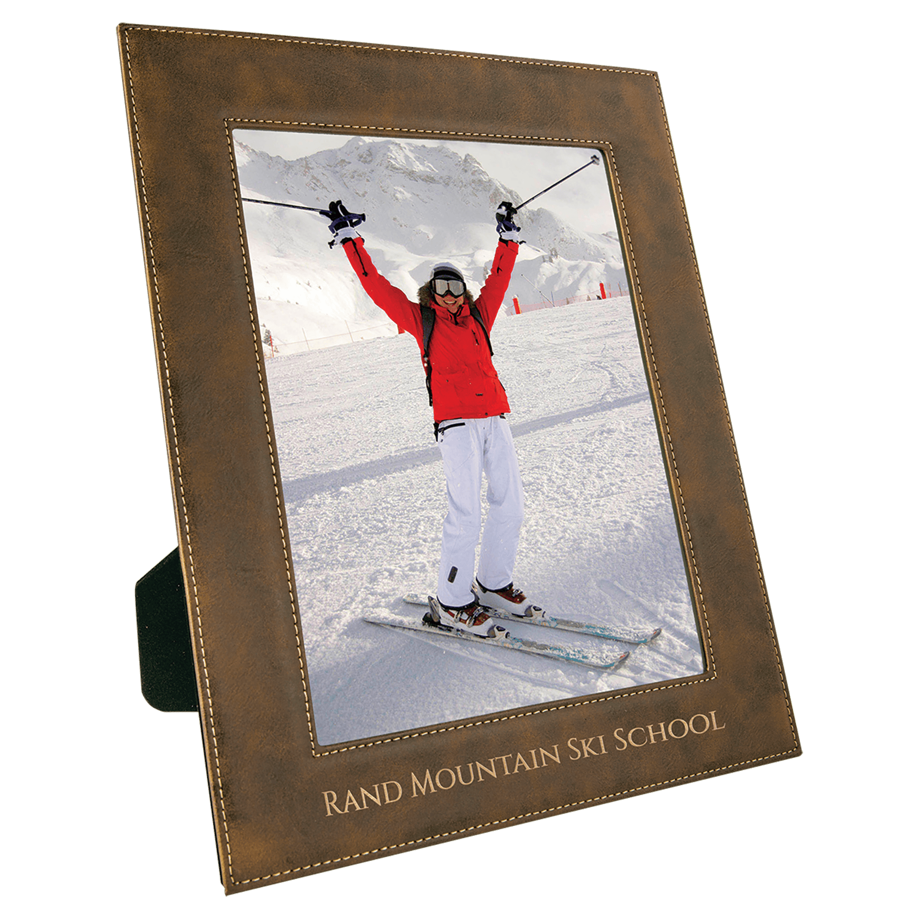 Rustic/Gold 8" x 10" Laserable Leatherette Photo Frame