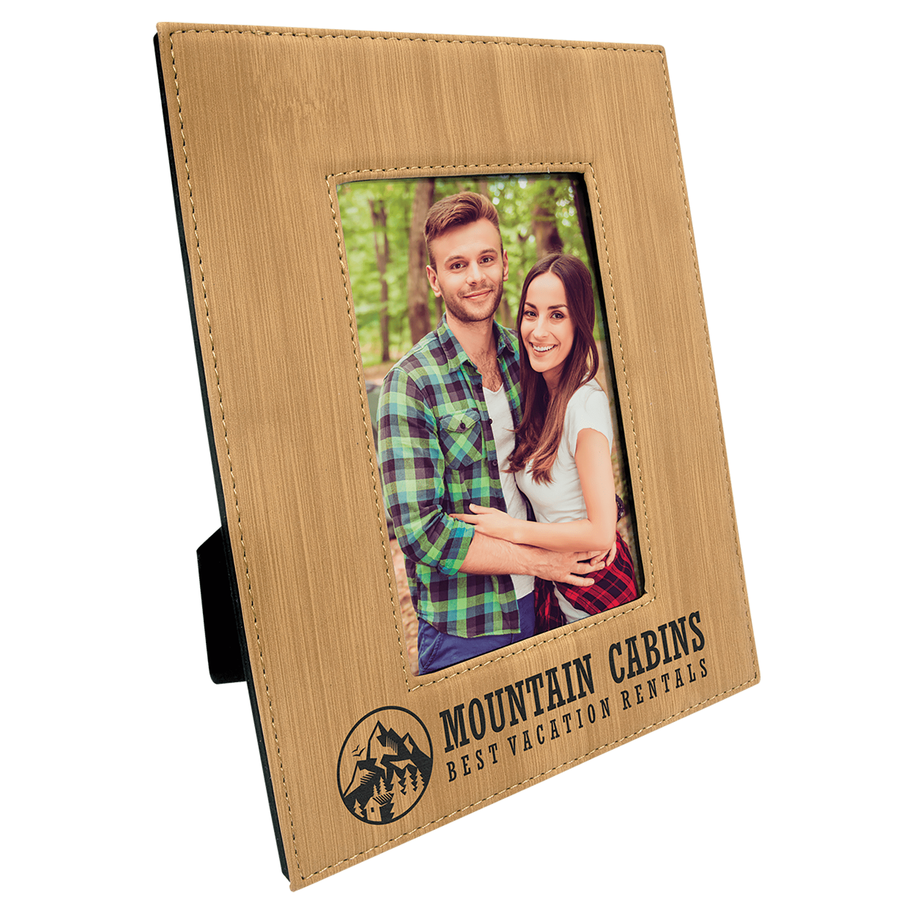 Bamboo 4" x 6" Laserable Leatherette Photo Frame