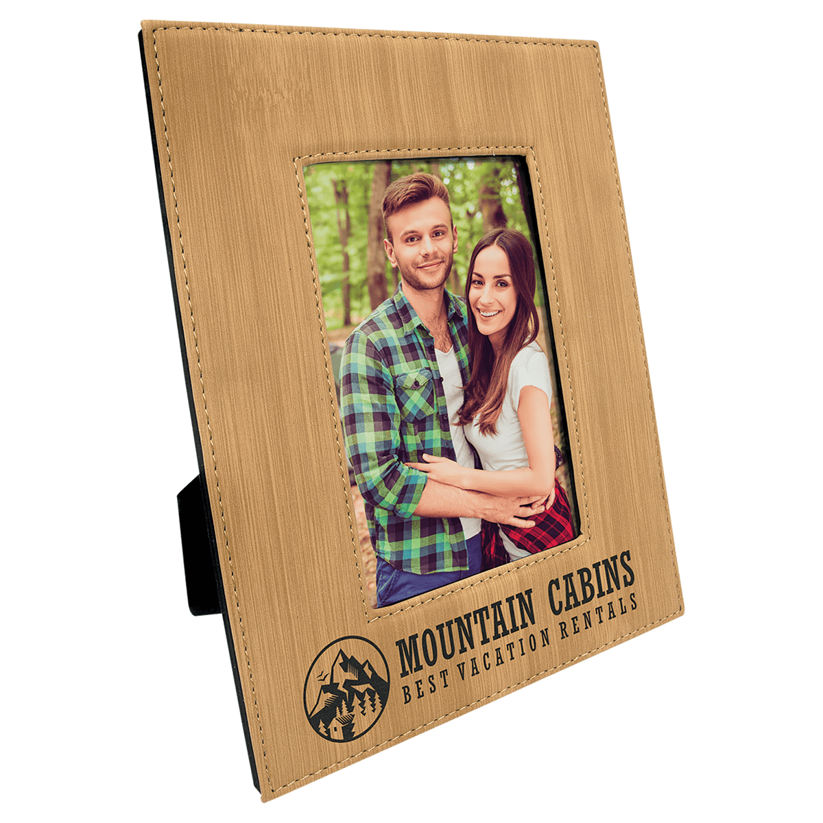 Bamboo 4" x 6" Laserable Leatherette Photo Frame