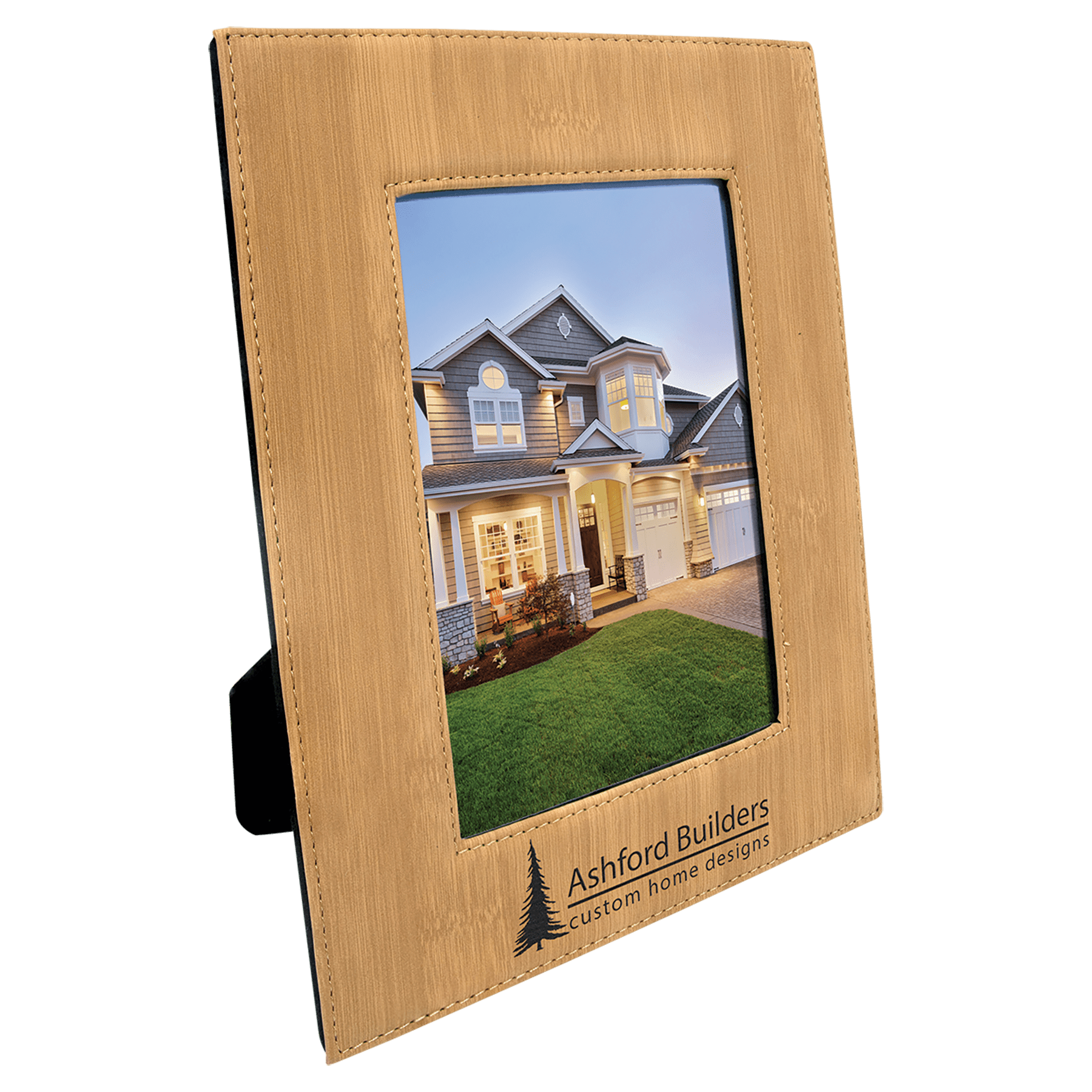 Bamboo 5" x 7" Laserable Leatherette Photo Frame