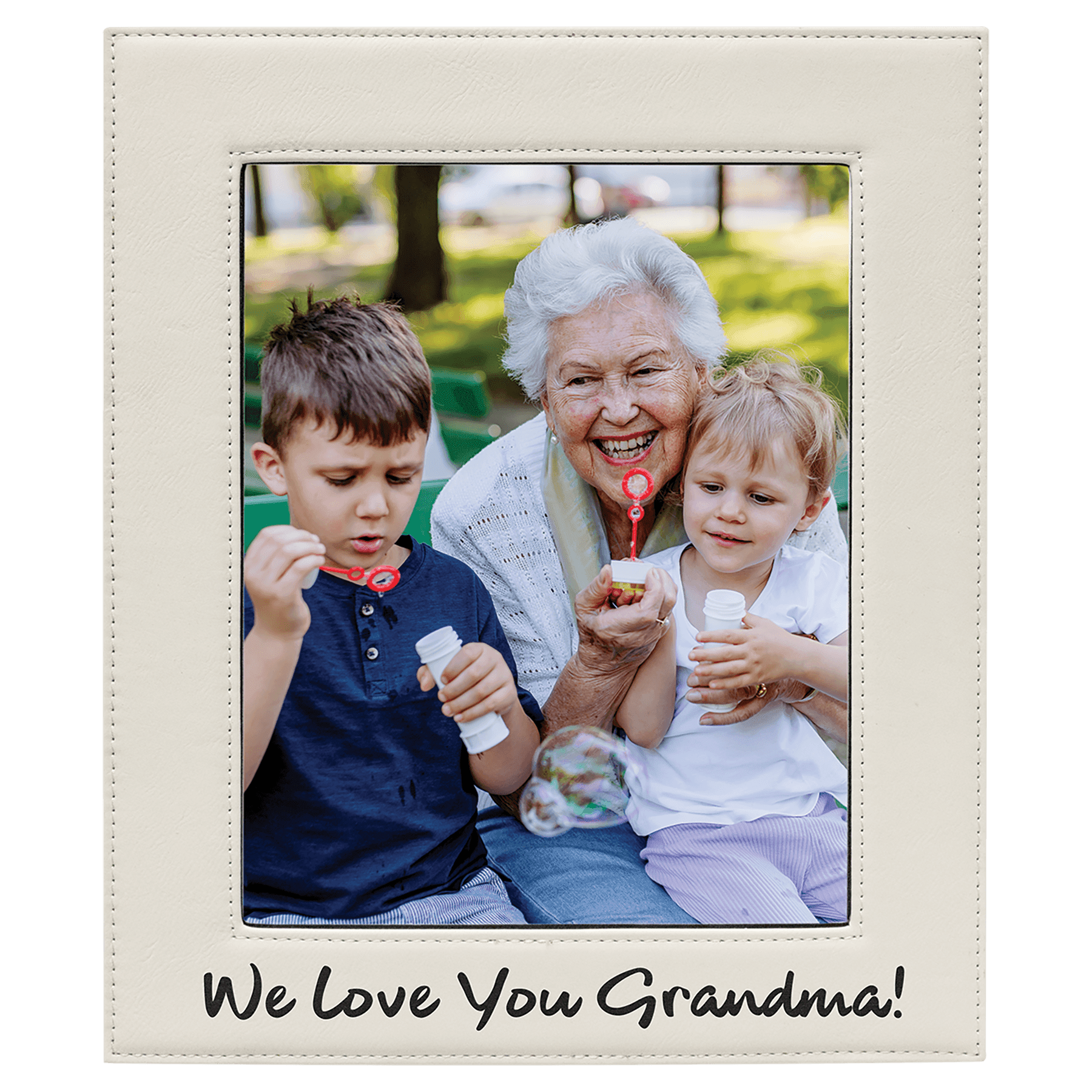 White 8" x 10" Laserable Leatherette Photo Frame