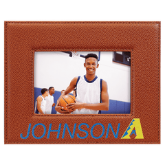 Basketball 4" x 6" Laserable Leatherette Photo Frame
