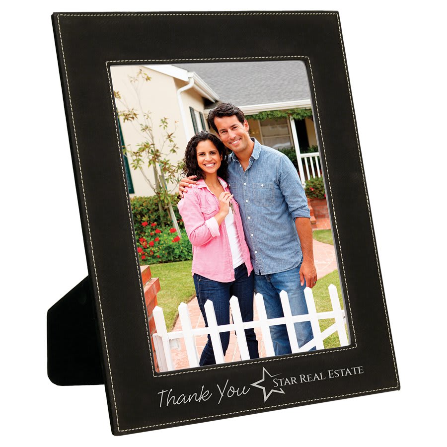 Black/Silver 8" x 10" Laserable Leatherette Photo Frame