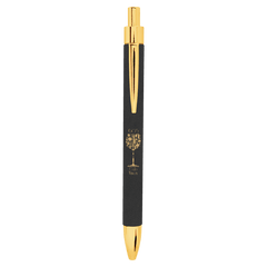 Black/Gold Laserable Leatherette Pen
