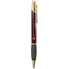Burgundy Gloss Brass Ballpoint Pen with Gripper