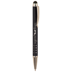 Black with Silver Trim Laserable Pen with Stylus